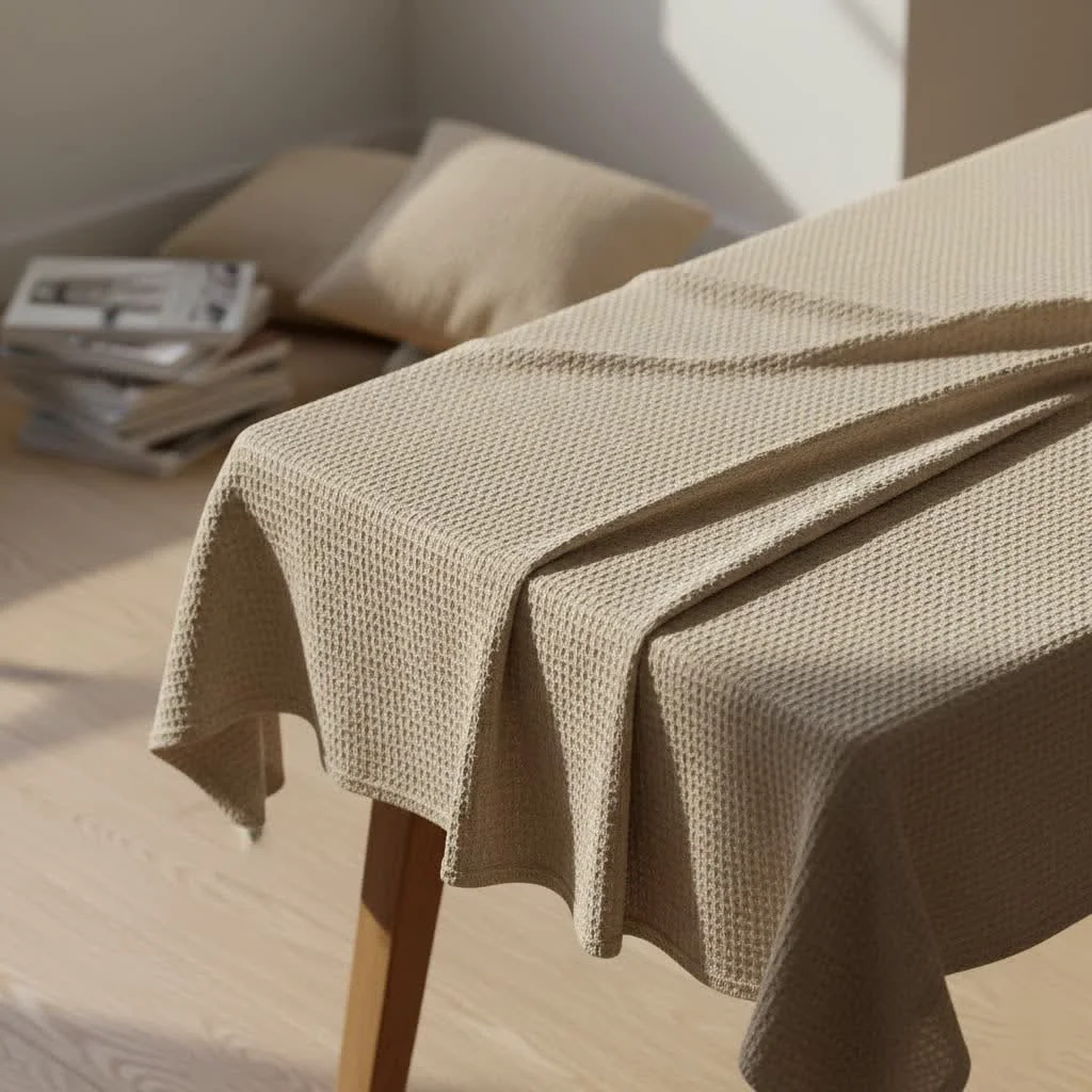 Orange tablecloth for dining experience
